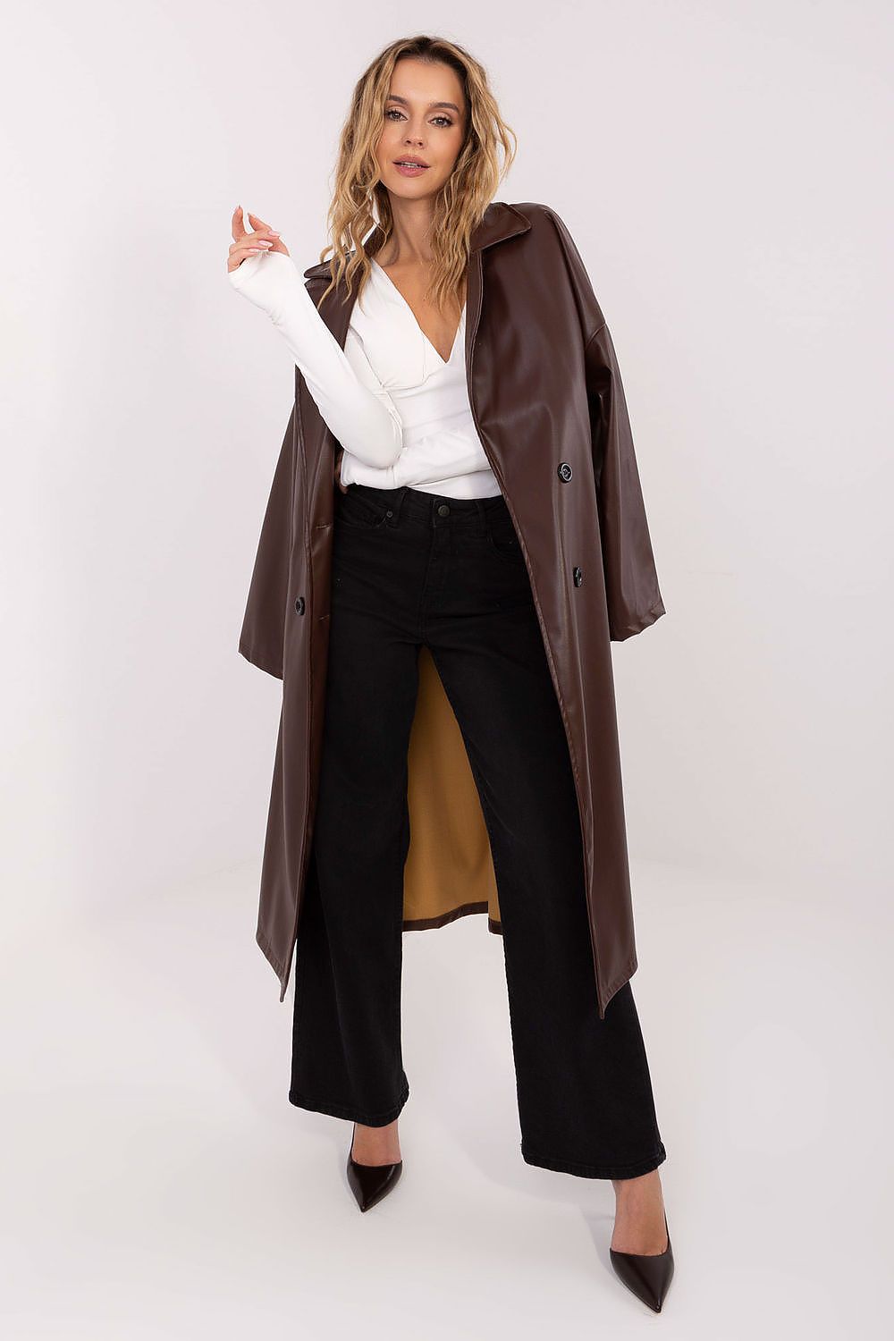 Close-up of Italy Moda's luxurious blouse showcasing intricate ruching and padded cups for enhanced silhouette and support.