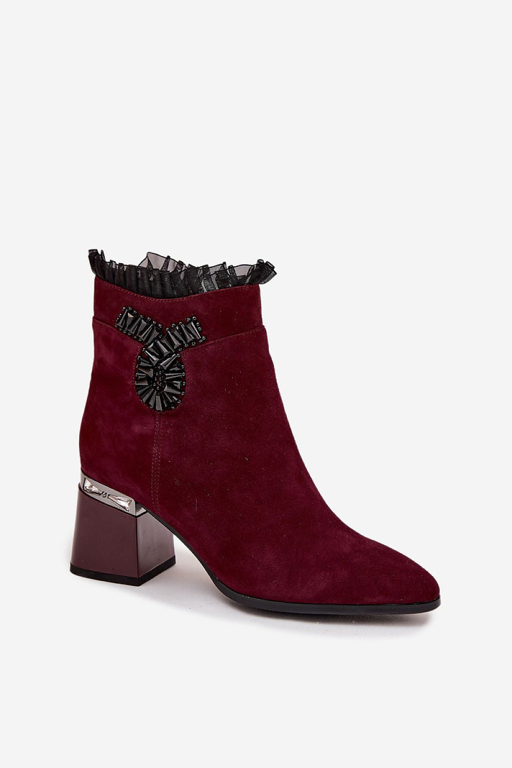 Close-up view of Step in Style's luxurious suede material on Women's Ankle Boots, beautifully designed for comfort and elegance.