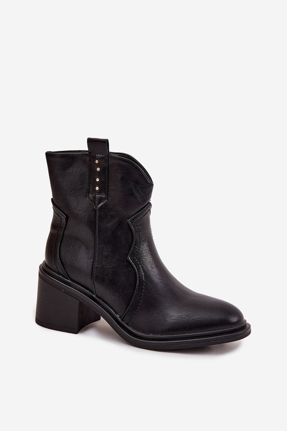 Chic and elegant Women's Eco Leather Cowboy-Style Ankle Boots with zipper closure and luxurious design by Step in Style, ideal for versatile outfits.