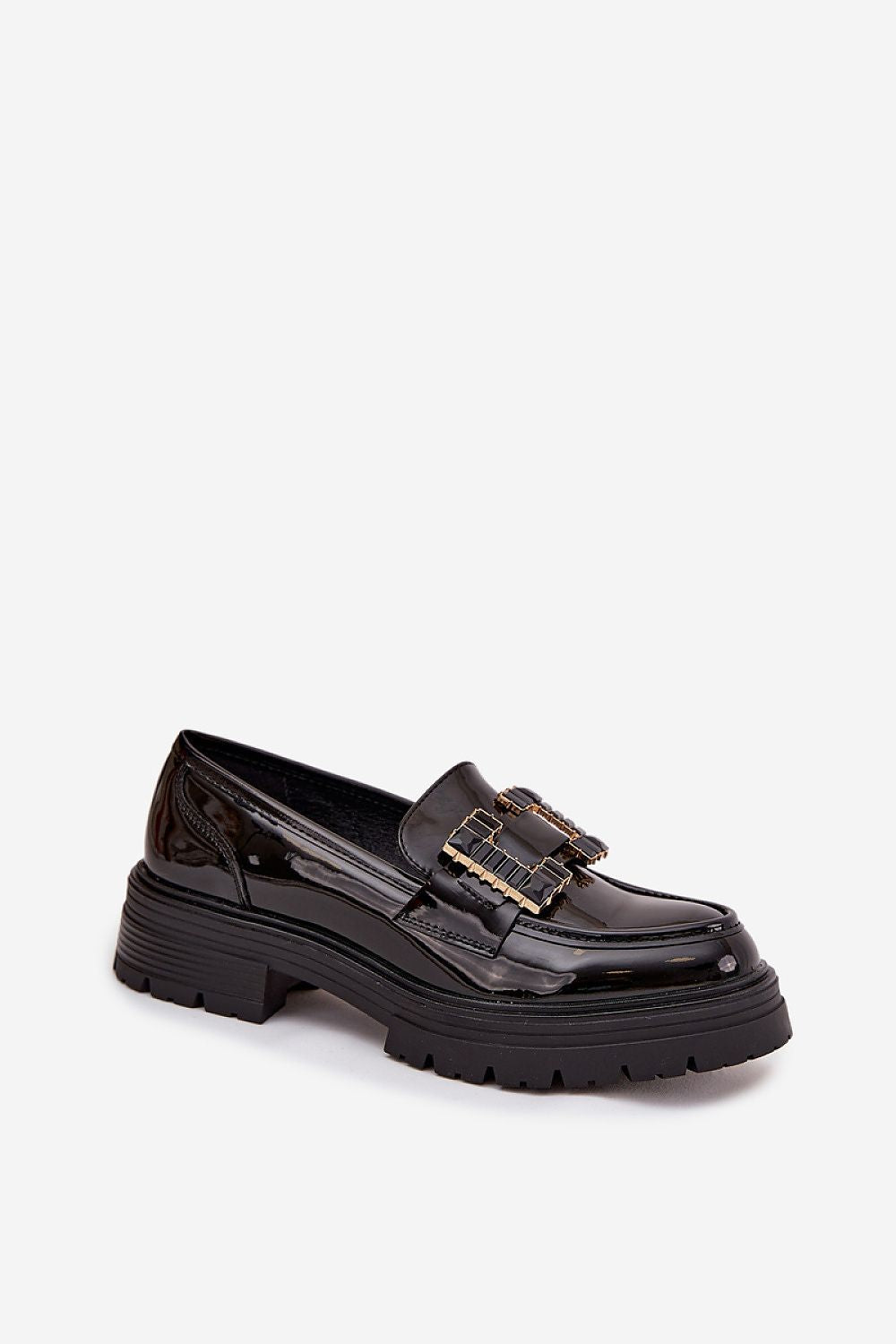 Elegant Women's Patent Eco-Leather Loafers by Step in Style showcasing a polished finish and decorative details, perfect for sophisticated occasions.