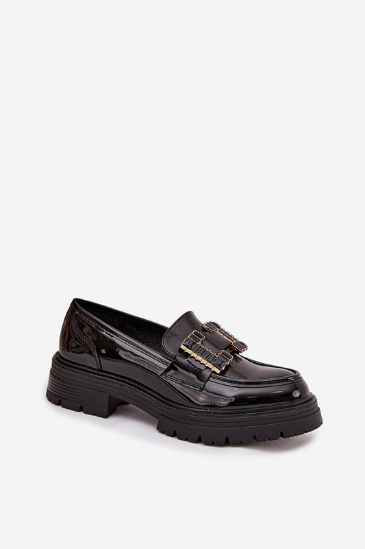 Elegant Women's Patent Eco-Leather Loafers by Step in Style showcasing a polished finish and decorative details, perfect for sophisticated occasions.