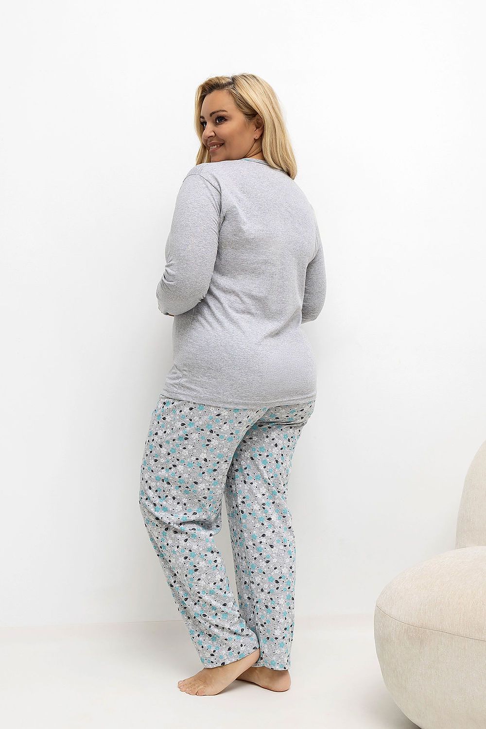 Soft and breathable floral print pajamas set by Forever Pink in plus sizes, ideal for relaxation and stylish lounging.