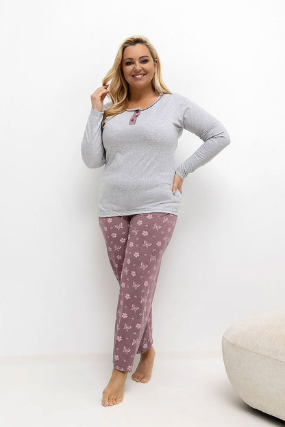 Full view of the Luxury Plus Size Women's Pajamas Set by Forever Pink, demonstrating style and comfort for chic sleepwear.