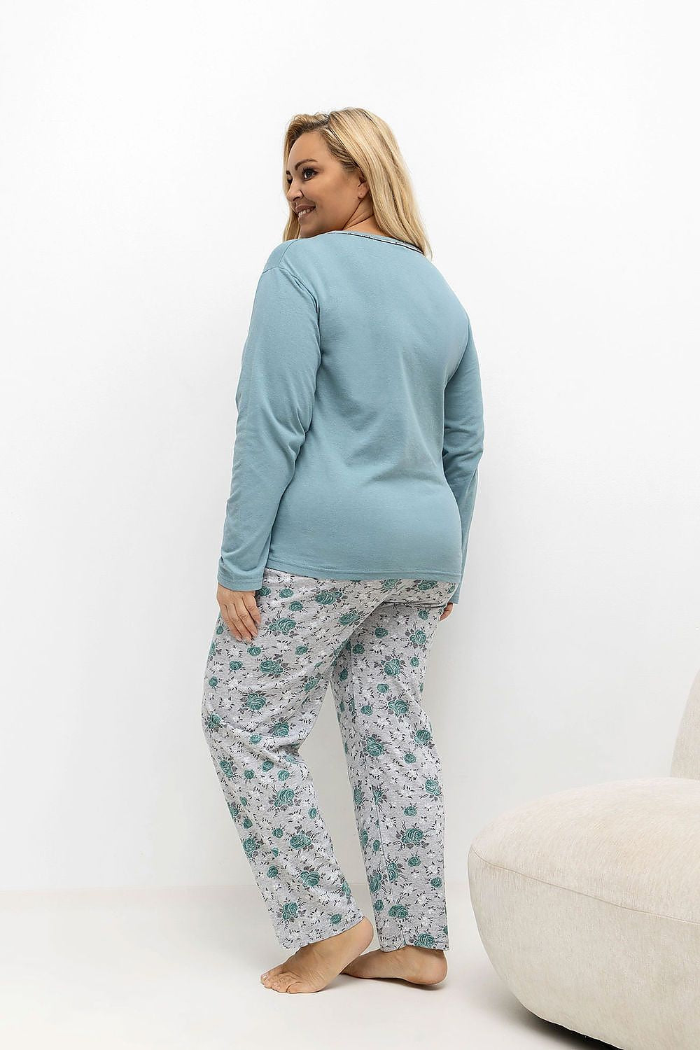 Chic presentation of Elegant Plus Size Pajamas Set for Women by Forever Pink, showcasing its sophisticated design and comfortable fit for plus-size elegance.