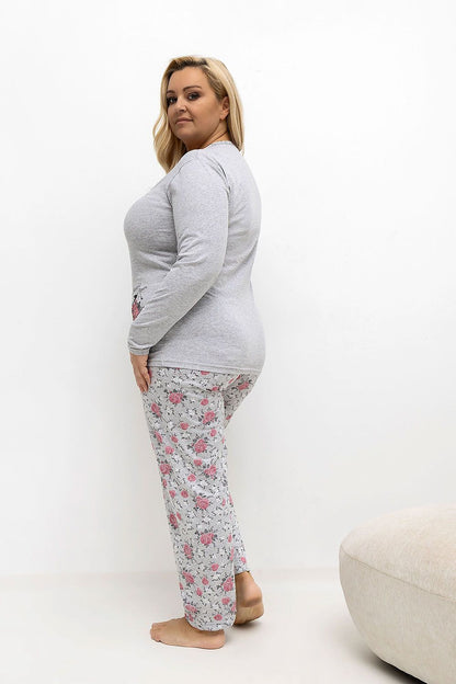 Elegant plus size cotton sleepwear set for women from Forever Pink, showcasing a beautiful floral design and perfect for lounging or restful sleep.