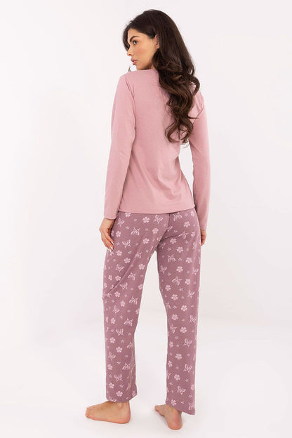 Feminine flower and butterfly pattern on Luxury Women's Cotton Pajamas Pants by Forever Pink, perfect for chic lounging.