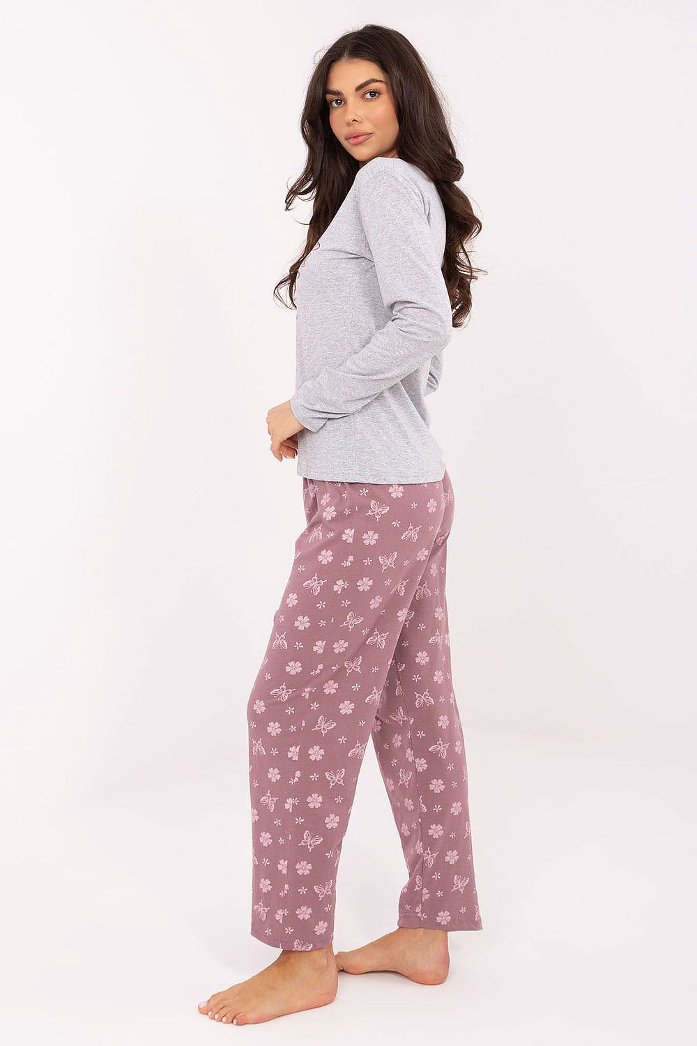 Luxury Women's Cotton Pajamas Set by Forever Pink featuring an elegant butterfly print, perfect for chic lounging and relaxation.