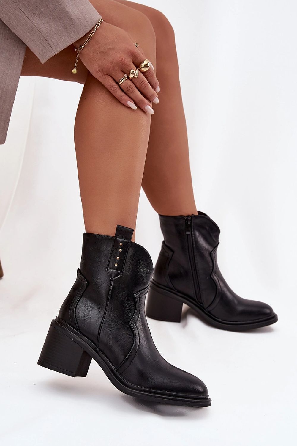 Exquisite Women's Eco Leather Cowboy-Style Ankle Boots by Step in Style, featuring a chic design and 7cm heel for elegant comfort.
