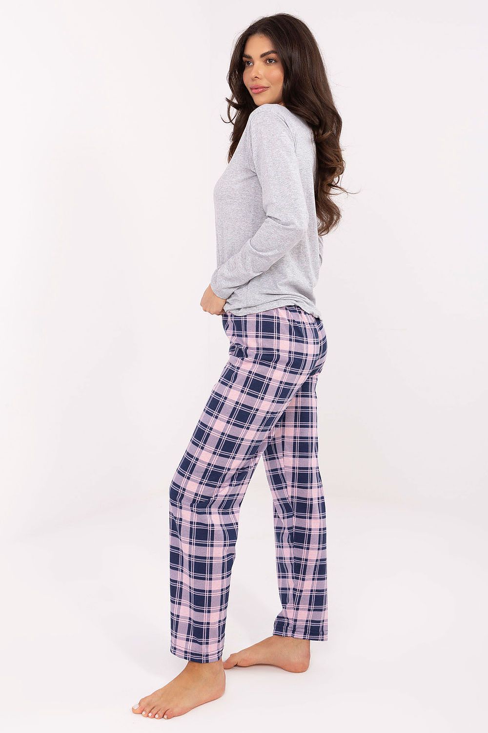 Close-up of the Elegant Women's Cotton Pyjama Set by Forever Pink, highlighting the soft cotton fabric and sophisticated design with buttons on the blouse.