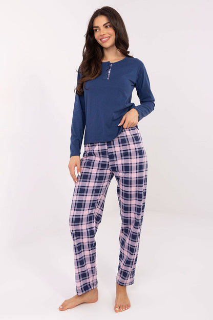 Elegant Women's Cotton Pyjama Set by Forever Pink displayed in EU sizes M to XXL, highlighting its luxurious design.