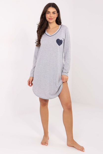 Luxurious Cotton Nightshirt by Forever Pink showcasing a sweetheart neckline and charming heart print, perfect for elegant sleepwear.
