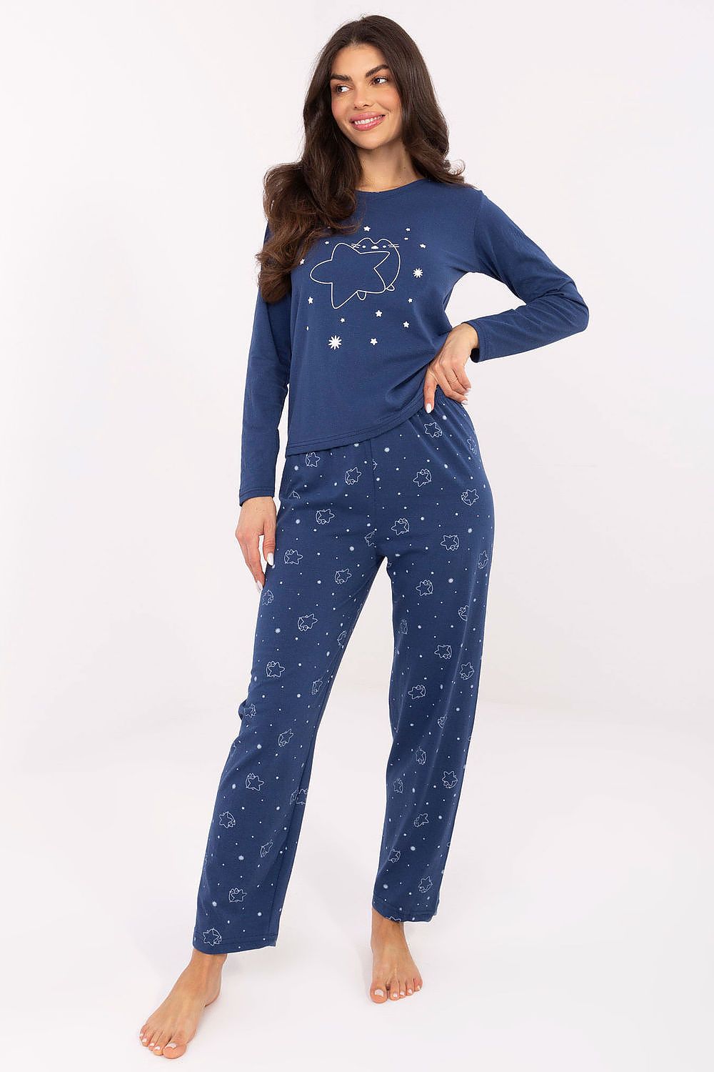 Luxury Women's Cotton Pajama Set by Forever Pink featuring elegant star print, designed for comfort and style.