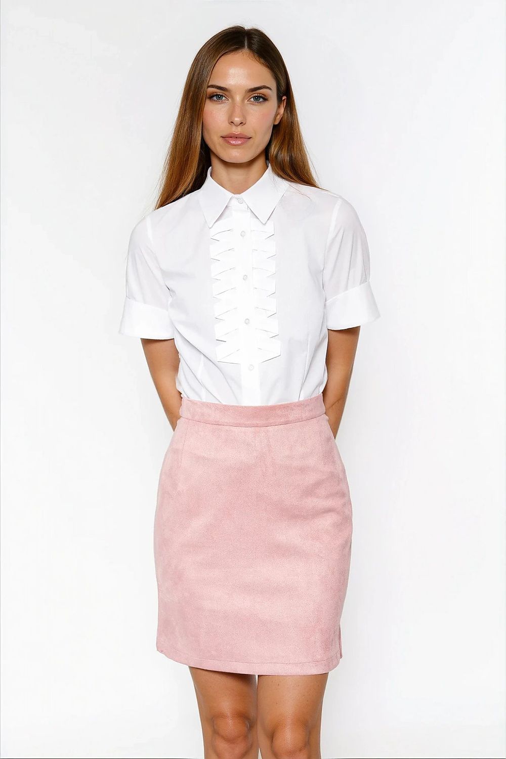 Elegant Nife Short Sleeve Shirt showcasing exquisite decorative pleats, designed for luxury and comfort.