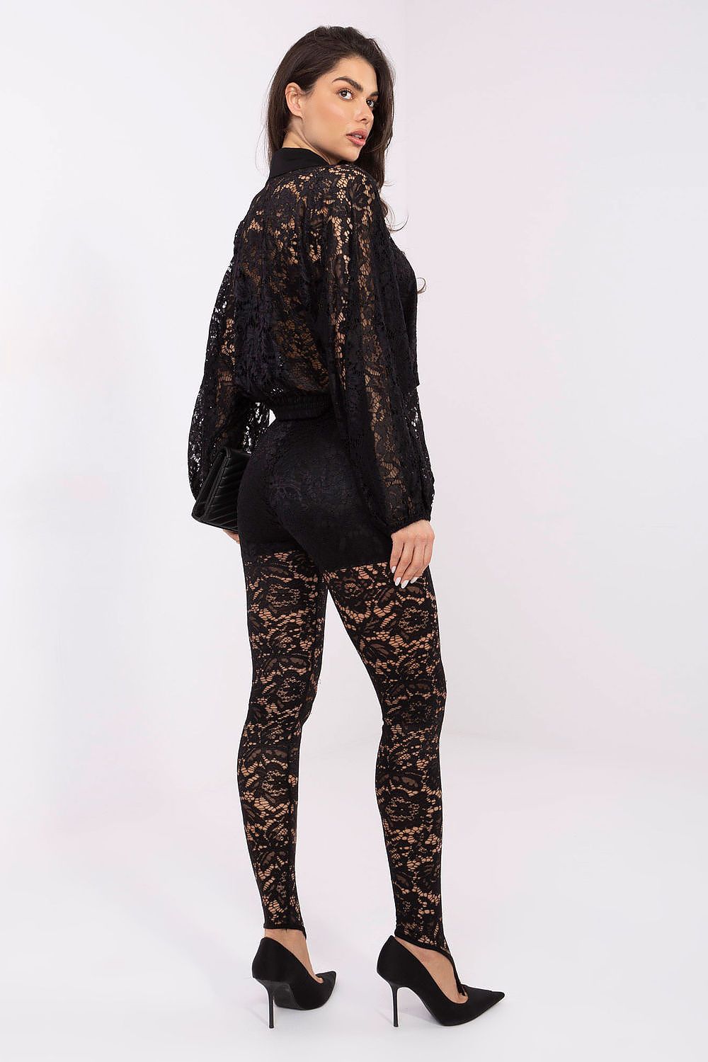 Sophisticated Italy Moda long sleeve lace shirt, perfect for both everyday wear and formal occasions.