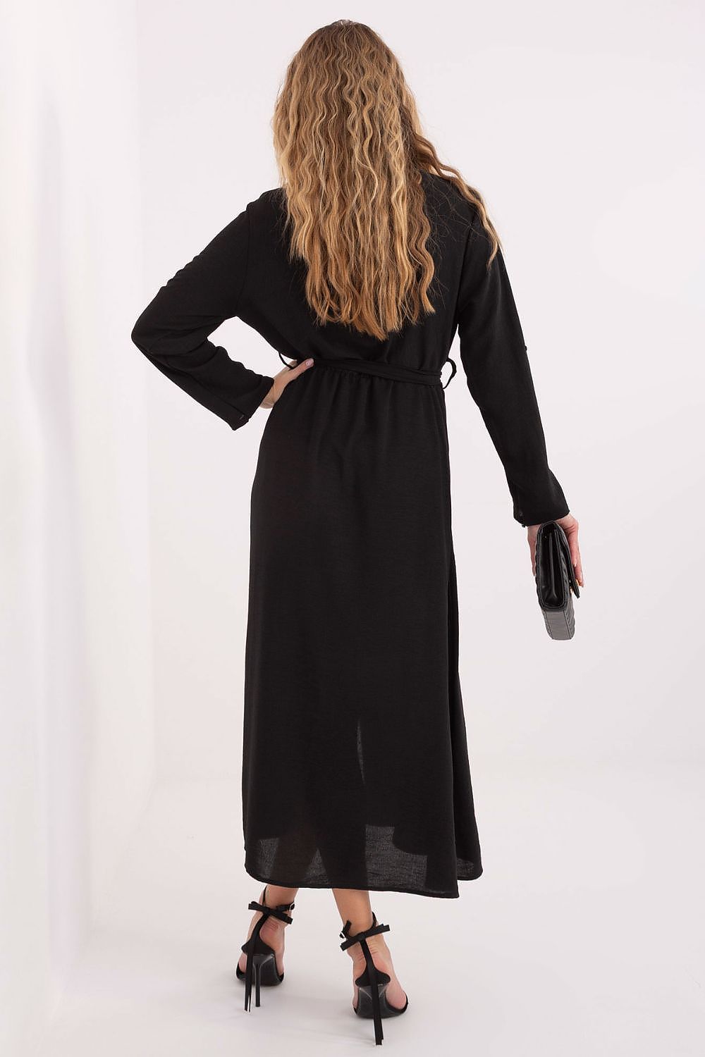 The Elegant Midi Shirt Dress by Rue Paris in a sophisticated setting, illustrating its versatility for day to night wear.