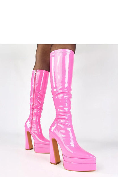 Fashion-forward Solea heel boots in eco-leather, emphasising an elongated leg appearance with a 37 cm high shaft, ideal for chic outfits.