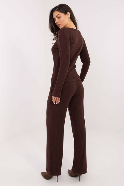Luxury Women's High-Waist Knit Trousers with Wide Legs from Factory Price, showcasing a stylish and elegant design.