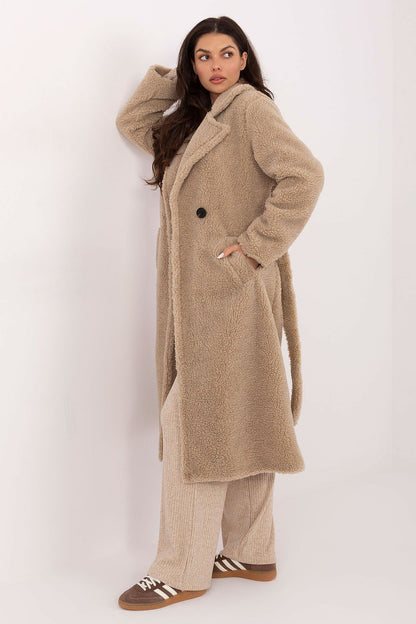 Versatile knee-length design of the Elegant Women's Shearling Coat by Factory Price, combining luxury with functionality for elegant women.