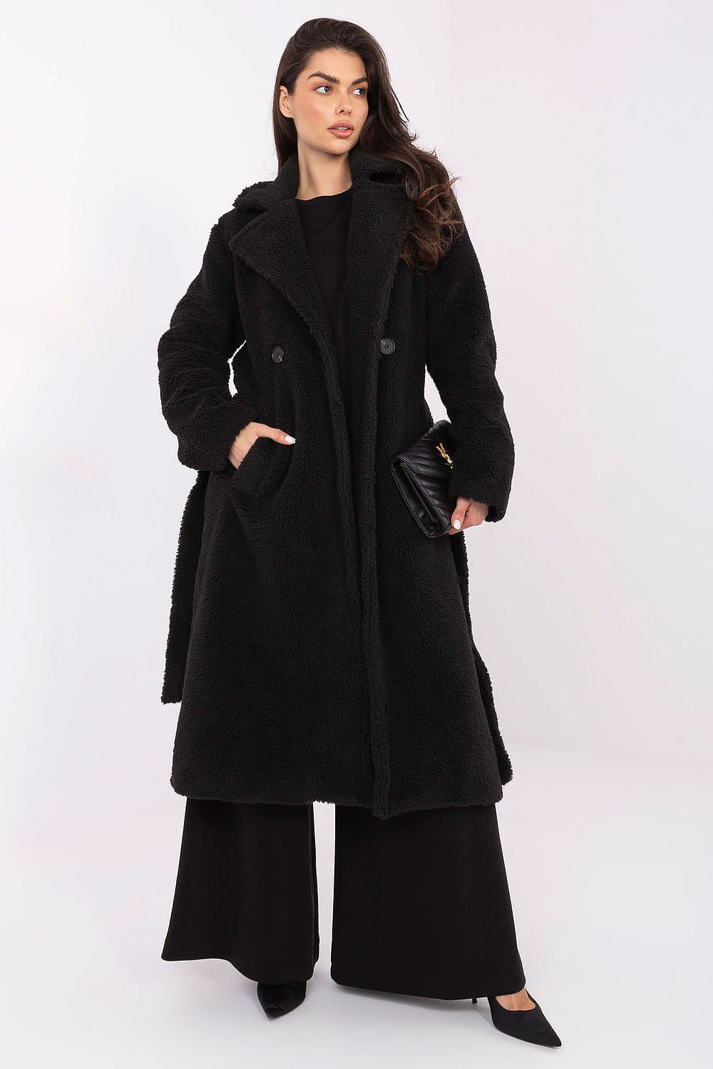 Women's Casual Knee-Length Shearling Coat by Factory Price, exuding elegance and warmth, ideal for both casual and formal occasions this winter.