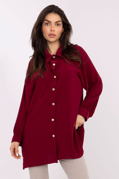 Elegant long sleeve women's shirt with puff sleeves and classic collar by Factory Price, showcasing luxurious design suitable for various occasions.