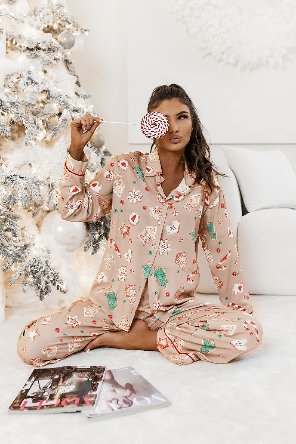 Close-up of LaBalancia TALLY Winter Pajama Set fabric highlighting the premium blend of viscose and elastane for ultimate comfort and elegance.