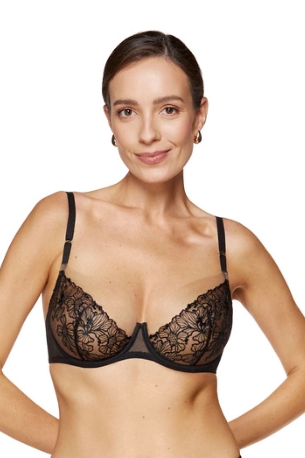 Gorteks Fleur Soft Bra with elegant sheer cups featuring luxurious embroidery, designed to enhance comfort and femininity.