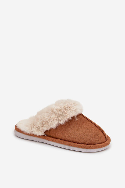 Step in Style's Women's Eco-Suede Slippers featuring a plush fur lining, perfect for cosy indoor relaxation and chic home wear.