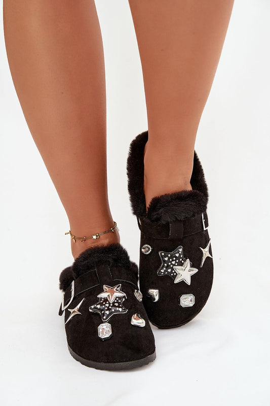 Luxurious Women's Eco Suede Slippers from Step in Style, featuring a plush fur lining and elegant buckle strap, available in sizes EU 36-41 for ultimate comfort and style.