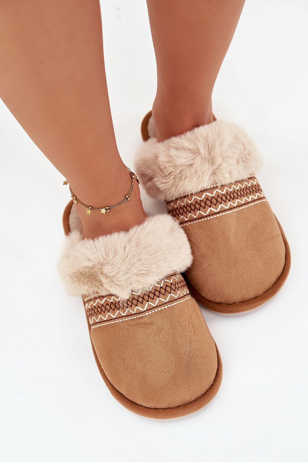 Elegant luxury soft fabric slippers for women by Step in style, featuring a cozy fur lining for ultimate comfort and warmth.