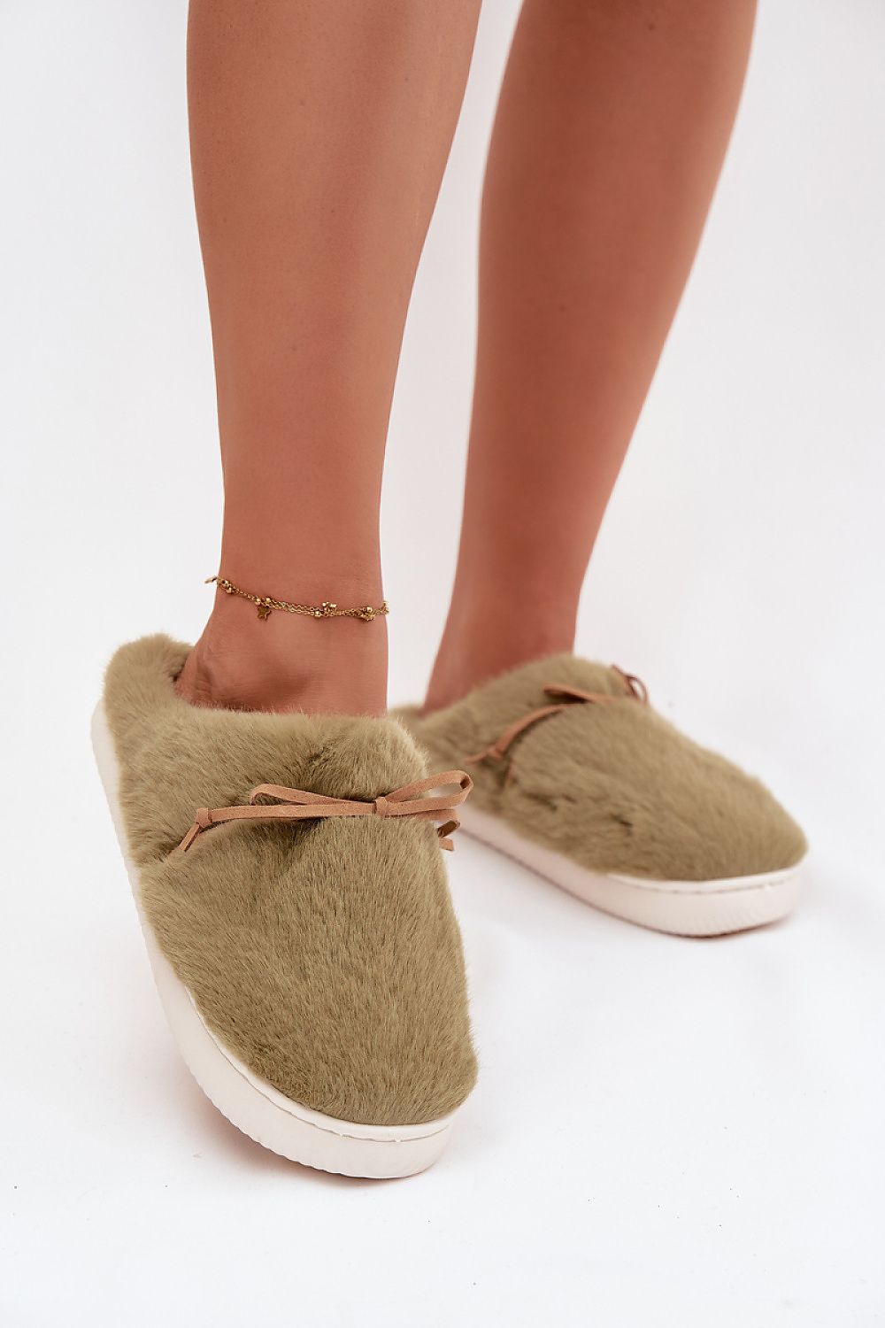 Luxury Fur Women's Slippers with Bow by Step in Style, showcasing exquisite craftsmanship and a soft insole for ultimate comfort, perfect for relaxing at home.