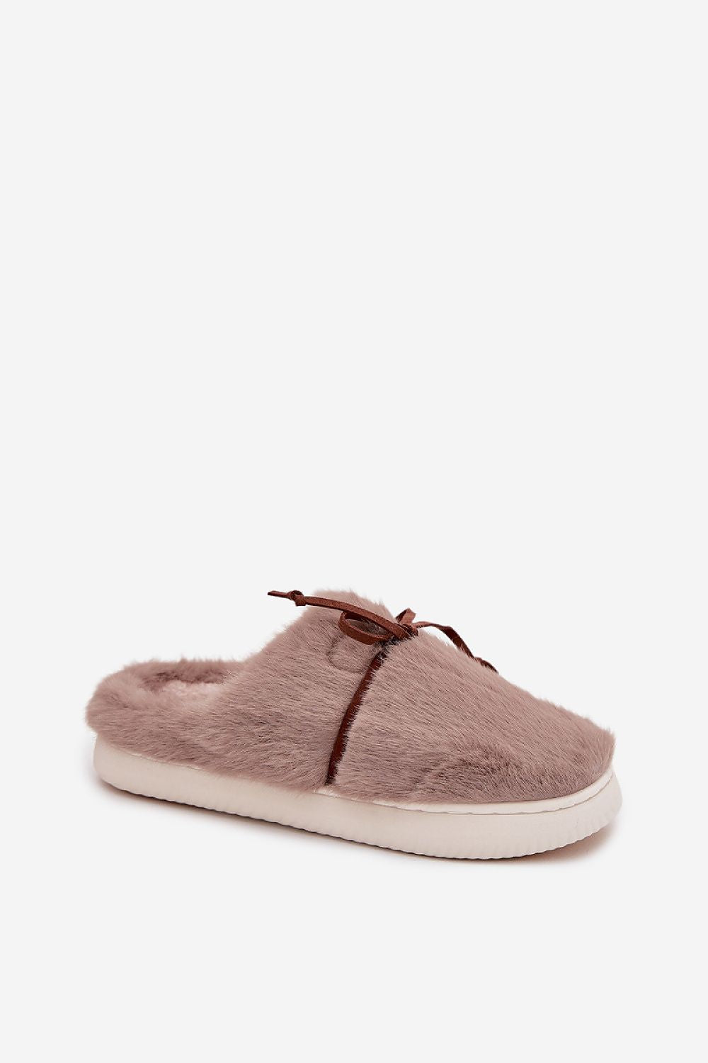 Luxury Fur Women's Slippers with Bow by Step in Style, showcasing plush fur lining and elegant bow detail for a stylish and cozy at-home look.