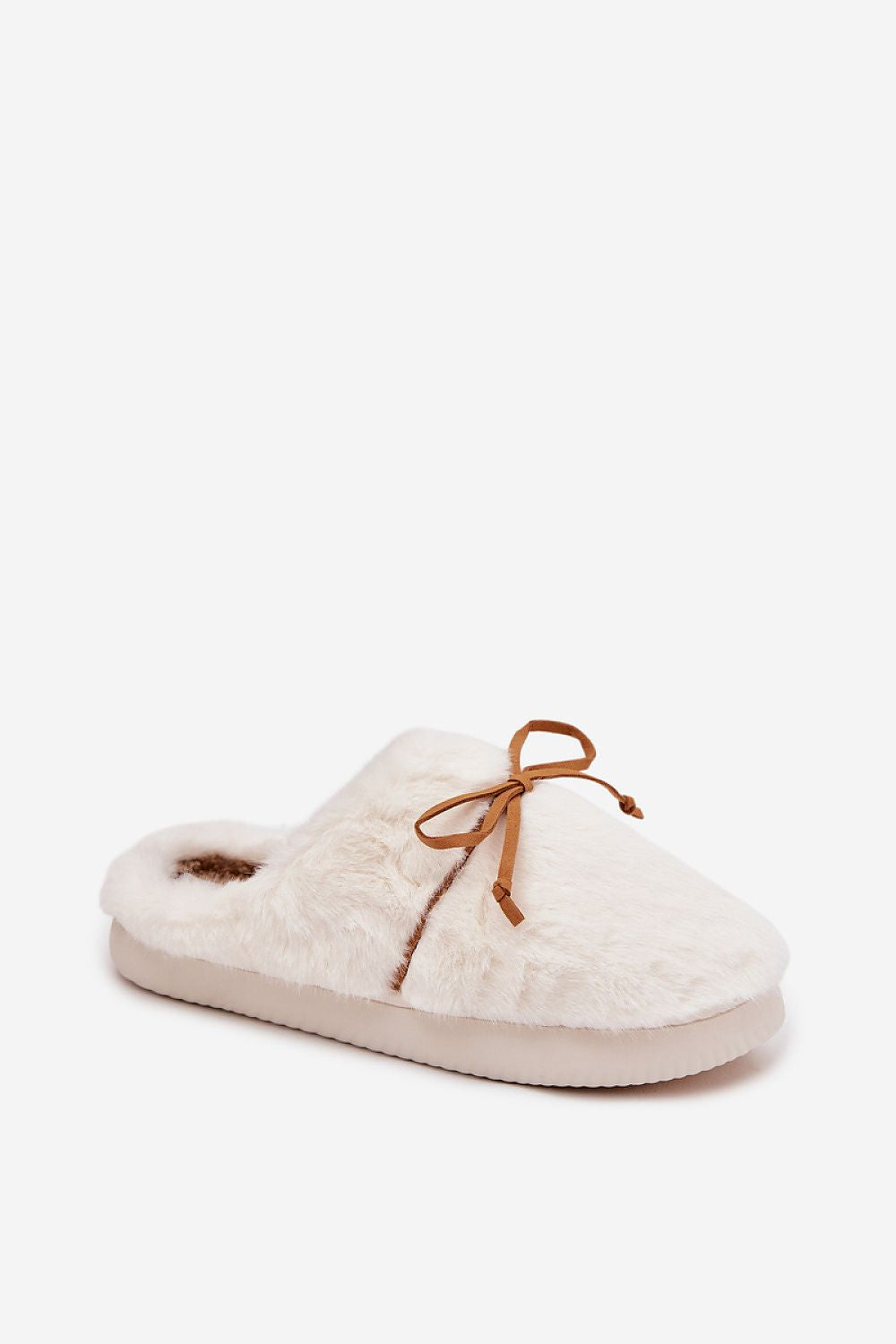 Fashionable Luxury Fur Women's Slippers with Bow from Step in Style, designed for elegant home relaxation with a soft and cozy fit.