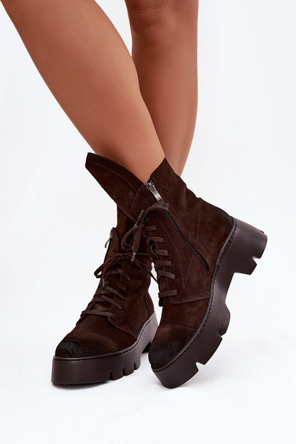 Step in Style's Elegant Urban Suede Workery Boots styled with modern fashion outfits, highlighting their versatility for casual and evening wear.