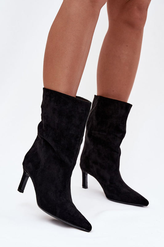 Luxury elevated slip-on ankle boots from Step in Style featuring a stunning 7cm stiletto heel, crafted in elegant imitation leather suede, perfect for chic and sophisticated outfits.