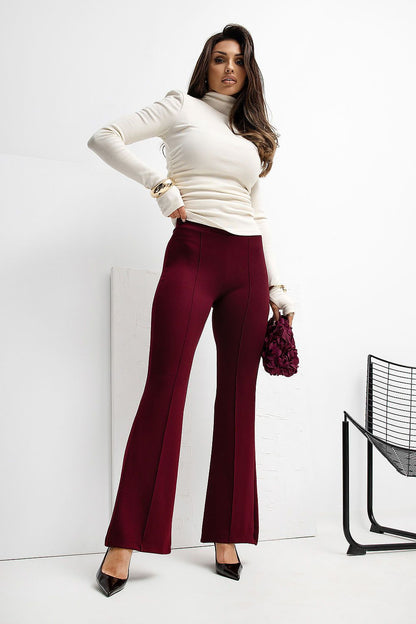 Elegant Rue Paris High Waist Flared Tracksuit Trousers showcasing soft viscose and spandex fabric for luxury comfort.