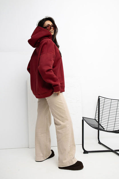 Elegant and stylish Comfortable Women's Hoodie Sweatshirt by Rue Paris, showcasing a casual design, perfect for layering in cooler weather.