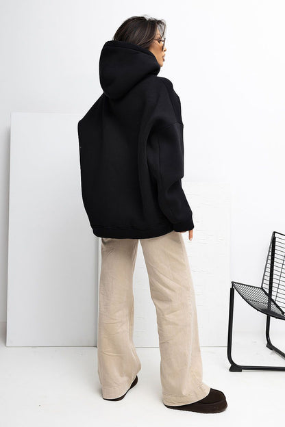 Stylish Comfortable Women's Hoodie Sweatshirt by Rue Paris, featuring flattering silhouette and soft inside lining, perfect for elevating your casual wardrobe.