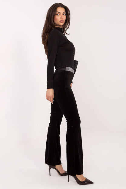 Fashion-forward Italian Velvet Bell-Bottom Trousers for Women by Italy Moda, perfect for formal events, highlighting luxurious texture and flattering fit.