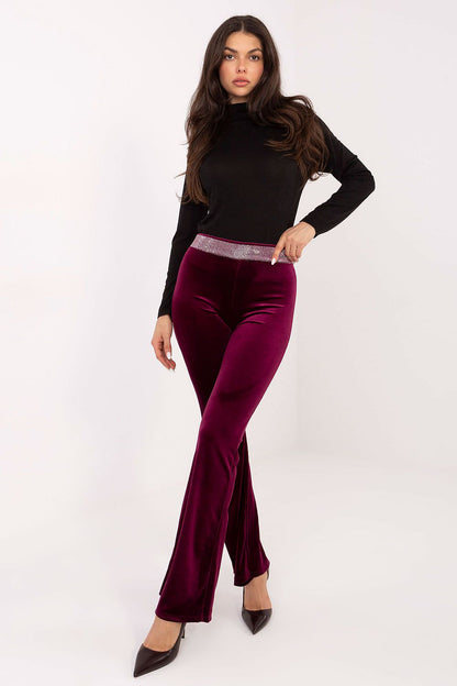 Stylish Italian Velvet Bell-Bottom Trousers for Women by Italy Moda, ideal for chic occasions, featuring a beautiful drape and modern retro charm.