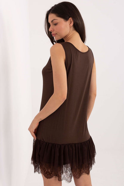 Chic round neckline and thicker straps of the Elegant Daydress by Italy Moda, ideal for making a luxury fashion statement.