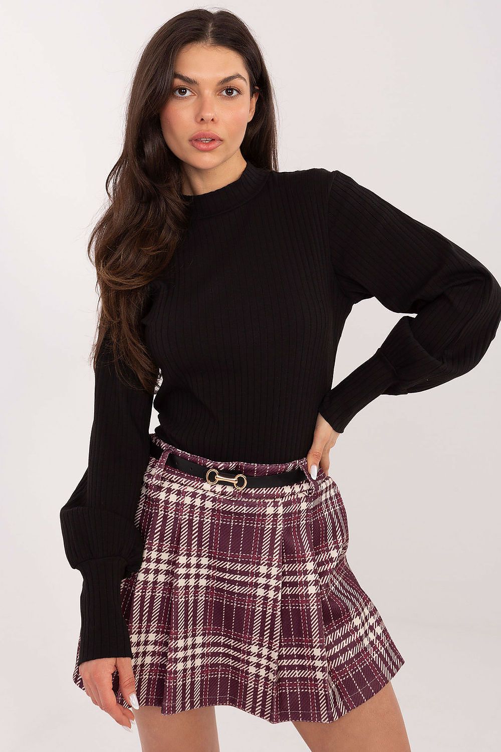 Elegant Plaid Skort by Italy Moda, showcasing a luxurious design that combines sophistication with comfort, perfect for women's fashion.