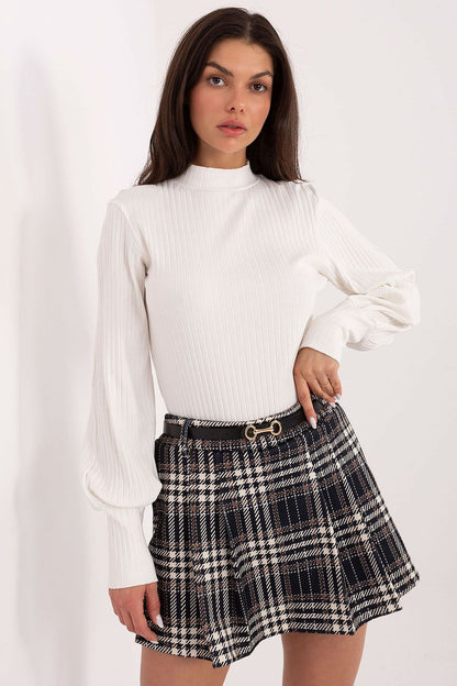 Back view of the Elegant Plaid Skort by Italy Moda, emphasizing the tailored fit and elegant silhouette suited for modern women.