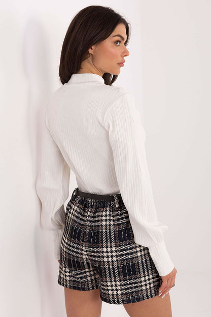 Elegant Plaid Skort by Italy Moda showcasing a luxurious high-waisted design with a sophisticated plaid pattern.