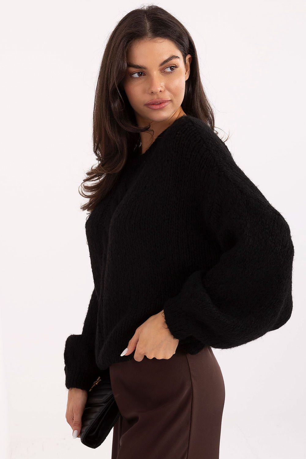 Italy Moda women's sweater displayed on a hanger, highlighting its luxurious silhouette and soft touch, ideal for modern wardrobes.