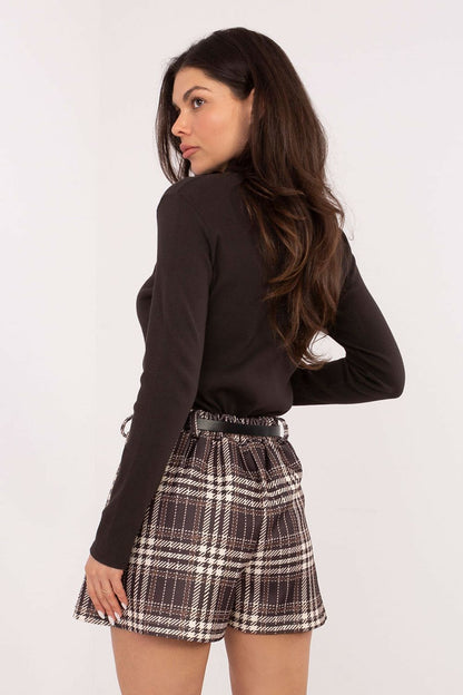 Elegant Plaid Skort by Italy Moda in a sophisticated design, showcasing high-waisted style and pleated front.