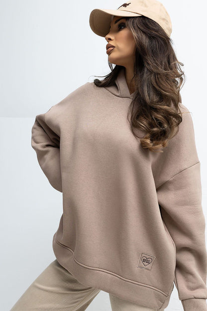 Rue Paris Casual Loose Hoodie Blouse in elegant EU sizes 0-4, designed for a perfect fit and relaxed luxury, ideal for casual outings.