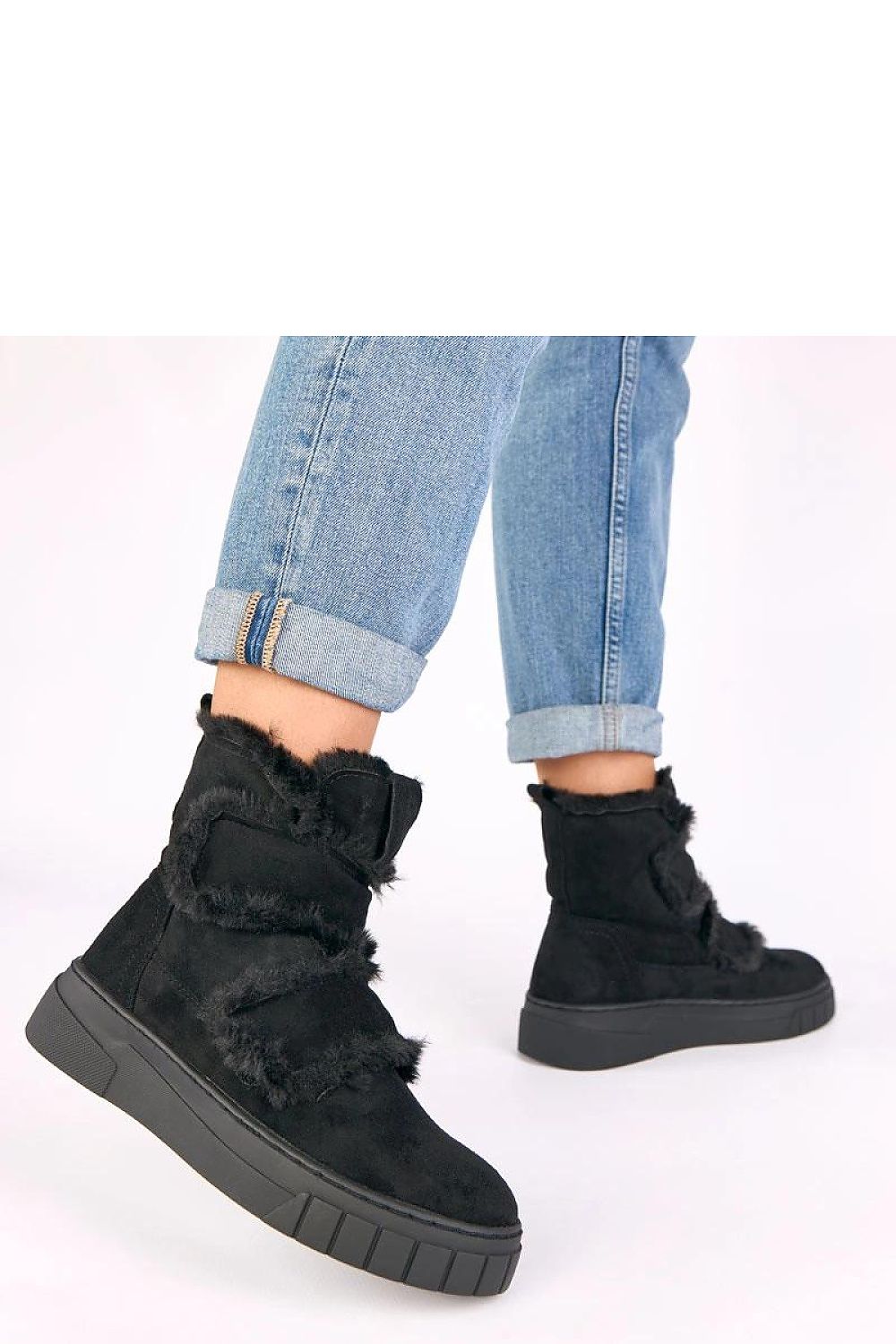 Solea Luxurious Eco Suede Fur-Lined Boots featuring elegant design and practical Velcro fastening for effortless style and comfort in cold weather.