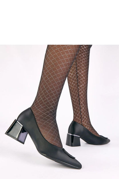 A flat lay of Solea's Elegant Block Heel Pumps with zircons, demonstrating versatility and elegance suitable for any occasion.