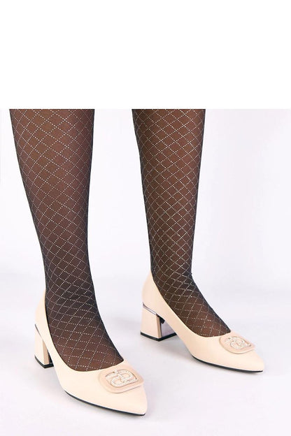 Elegant Block Heel Pumps by Solea featuring shimmering zircons, crafted from high-quality synthetic leather.