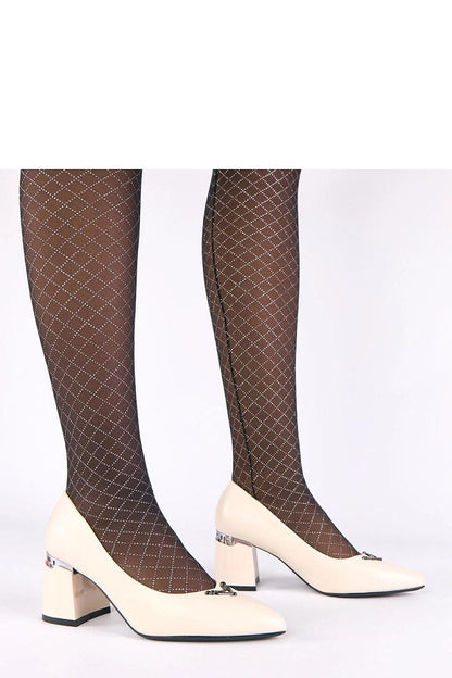 Close-up of high-quality synthetic leather Elegant Slip-On Block Heel Pumps by Solea, showcasing luxurious craftsmanship.